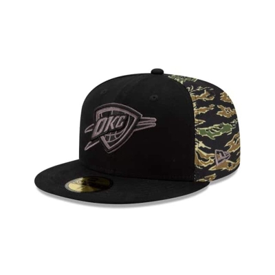 Oklahoma City Thunder Gorra | New Era NBA Camo Panel 59fifty Fitted Cap Mexico - Negros